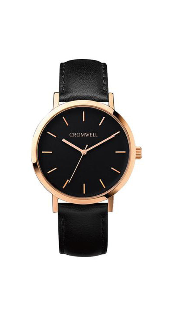38mm Del Mar - Rose Gold Case with Black Face – Cromwell Watch